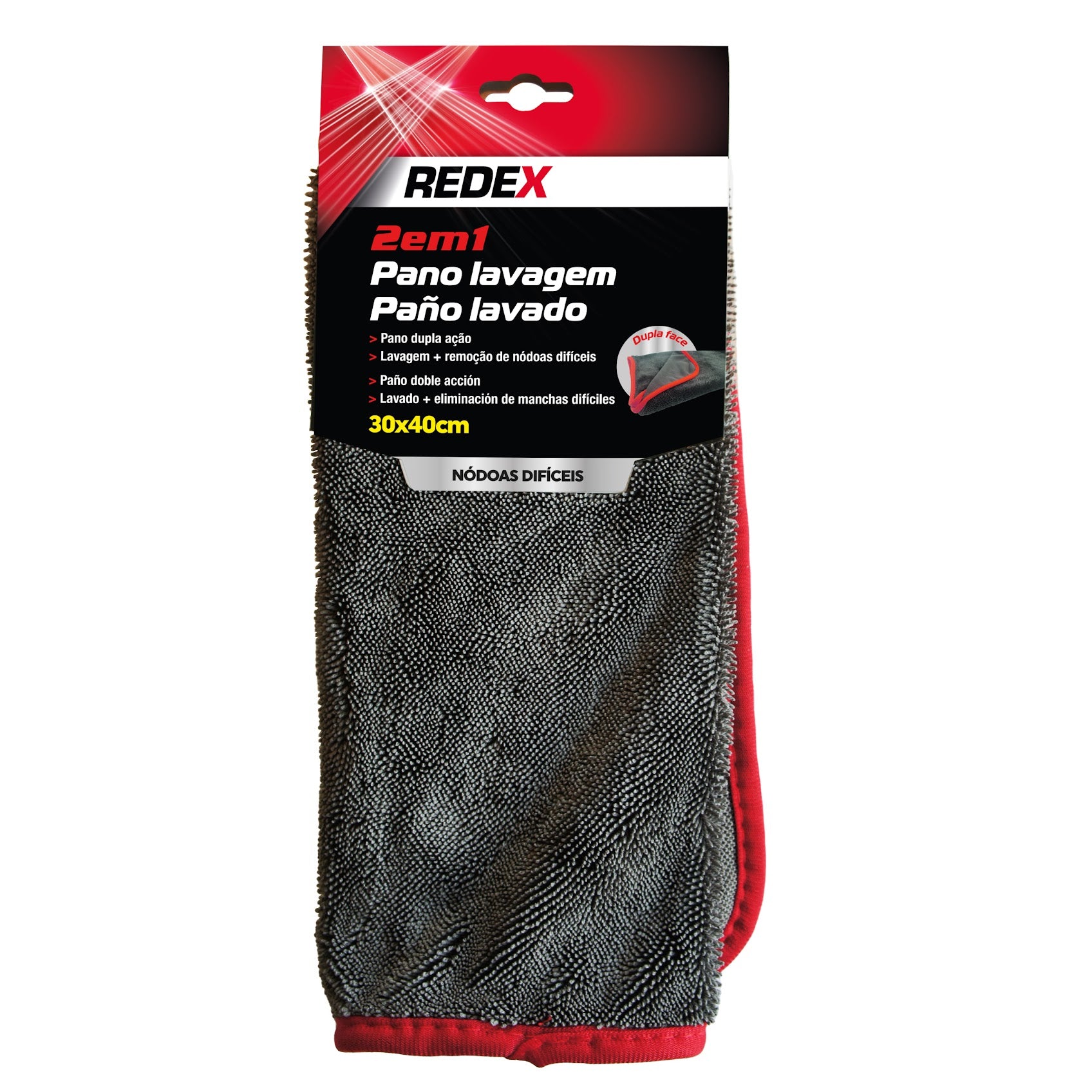 Redex Pano Lavagem Dupla Face 30x40cm - produto automóvel profissional